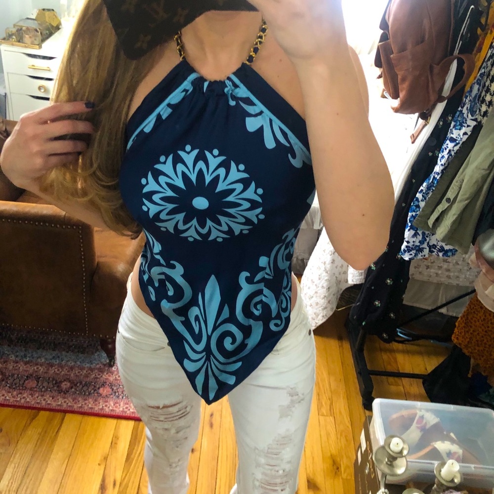 Vintage Bebe Silk Backless Halter